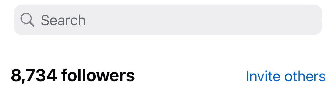 Follower count grown to 8,734